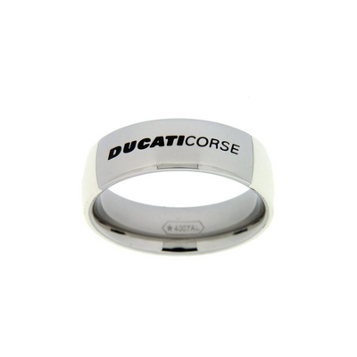 DUCATI JEWELS  Men's Ring, Silver Tone/White – Large – Size 30