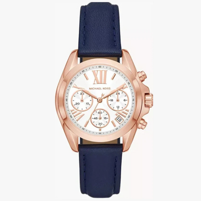 Michael Kors Women's Watch - Bradshaw Chronograph Navy Leather 36mm (MK2960)