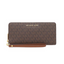 Michael Kors Jet Set Travel Continental Zip Wallet Wristlet (Brown/Logo)