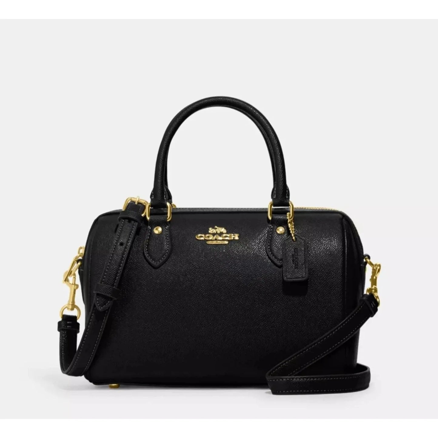 Coach Rowan Satchel Bag - Pebble Leather (Black/Gold)