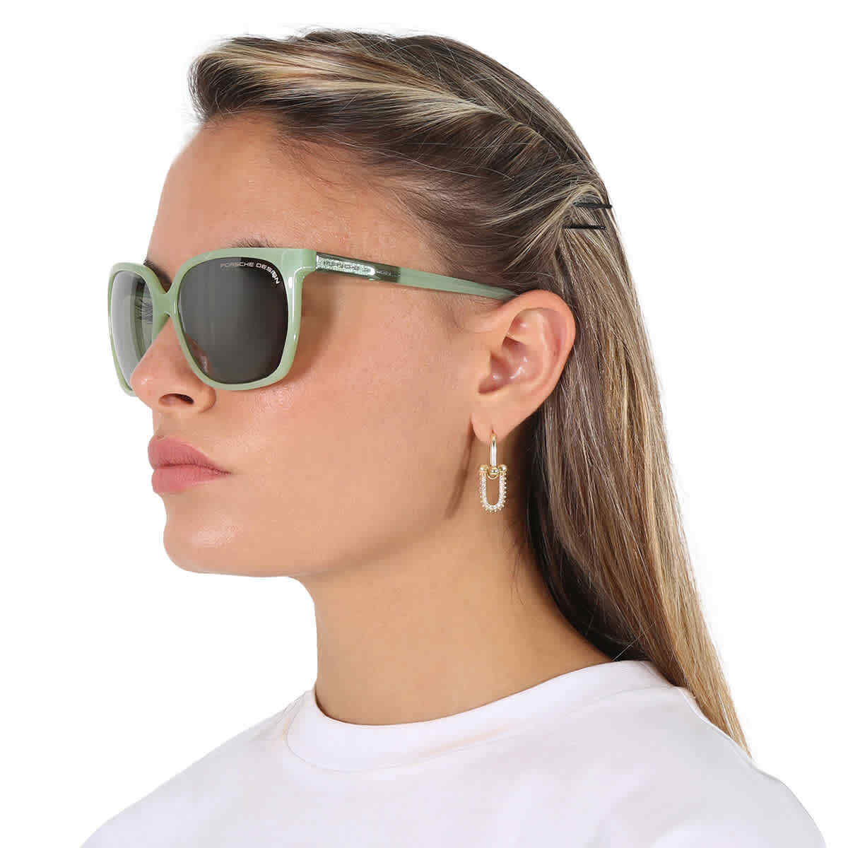 Porsche Design Light Olive/Silver Mirror Square Women's Sunglasses