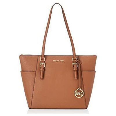 Michael Kors Charlotte Large Saffiano Leather Top-Zip Tote Bag (Luggage)