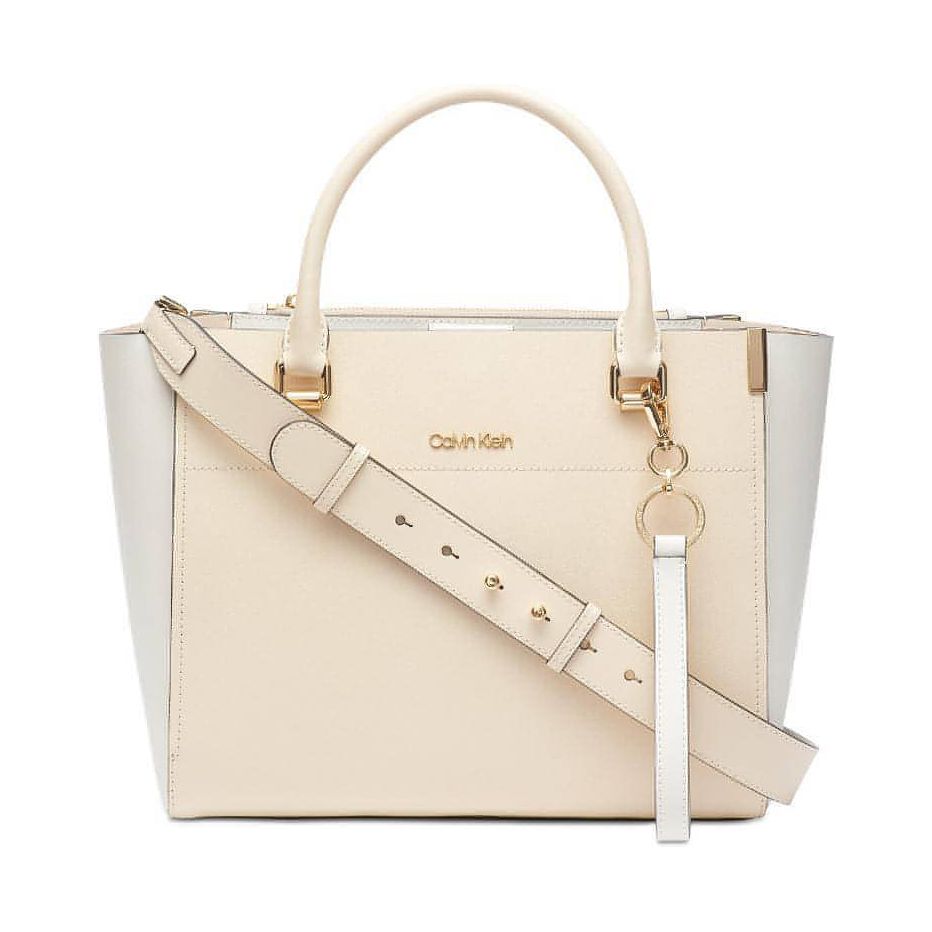 Calvin Klein Raelynn Satchel (Light Sand/Gold) - Brandat Outlet, Women's Handbags Outlet ,Handbags Online Outlet | Brands Outlet | Brandat Outlet | Designer Handbags Online |