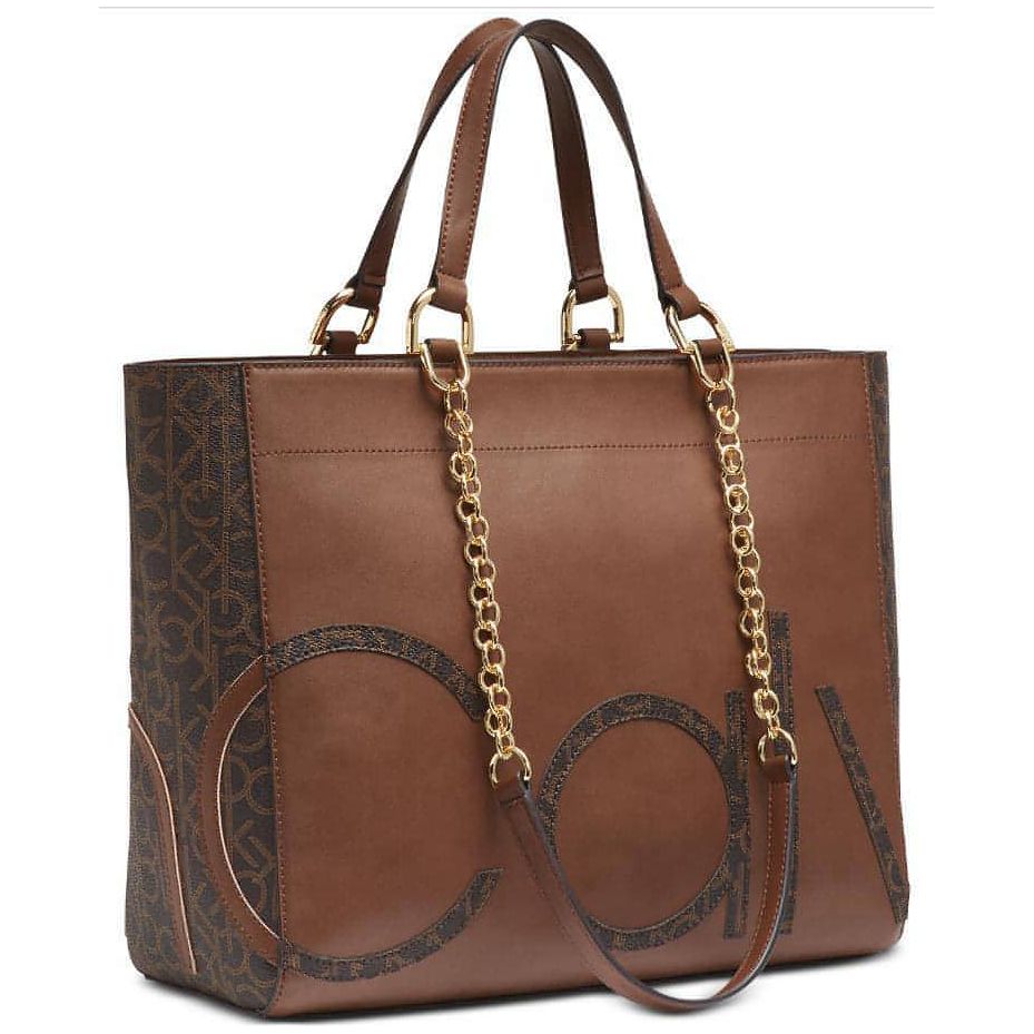 Calvin Klein Janine Signature Tote (Natural Combo/Gold) - Brandat Outlet, Women's Handbags Outlet ,Handbags Online Outlet | Brands Outlet | Brandat Outlet | Designer Handbags Online |