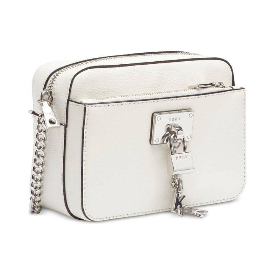 DKNY Elissa Pebble Leather Crossbody (White/Silver) - Brandat Outlet, Women's Handbags Outlet ,Handbags Online Outlet | Brands Outlet | Brandat Outlet | Designer Handbags Online |