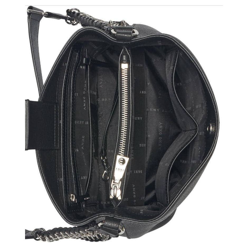 DKNY Leather Handbag - Irvington Bucket Bag (Black/Silver) - Brandat Outlet, Women's Handbags Outlet ,Handbags Online Outlet | Brands Outlet | Brandat Outlet | Designer Handbags Online |