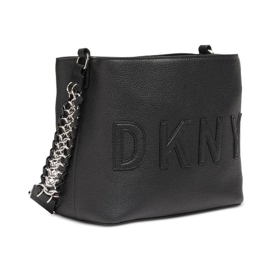 DKNY Leather Handbag - Irvington Bucket Bag (Black/Silver) - Brandat Outlet, Women's Handbags Outlet ,Handbags Online Outlet | Brands Outlet | Brandat Outlet | Designer Handbags Online |
