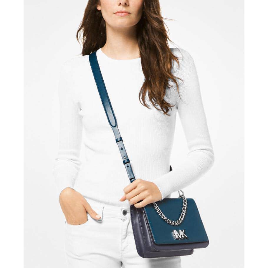 Michael Kors Handbag Mott Colorblock Chain Swag Crossbody (Luxe Teal/Admiral/Silver) - Brandat Outlet, Women's Handbags Outlet ,Handbags Online Outlet | Brands Outlet | Brandat Outlet | Designer Handbags Online |