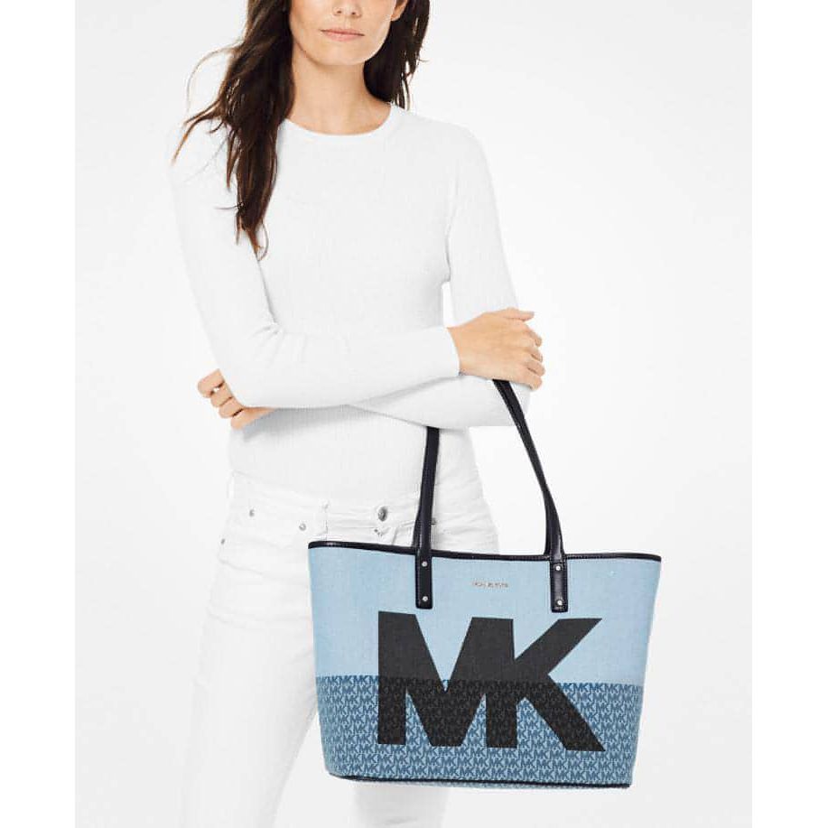 Michael Kors Carter Denim MK Open Tote (Denim Multi/Gold) - Brandat Outlet, Women's Handbags Outlet ,Handbags Online Outlet | Brands Outlet | Brandat Outlet | Designer Handbags Online |