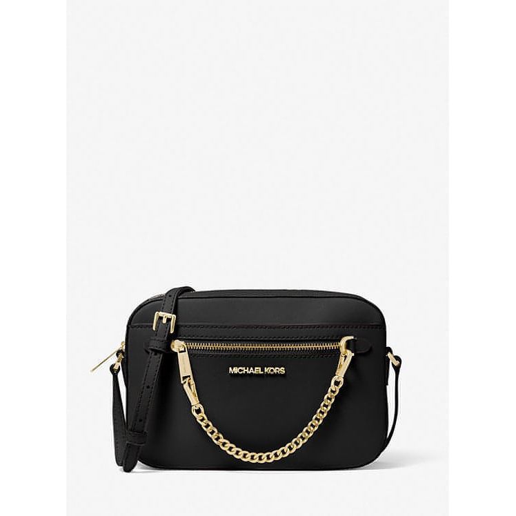 Michael Kors Jet Set East West Chain Saffiano Leather Crossbody in Black - Brandat Outlet