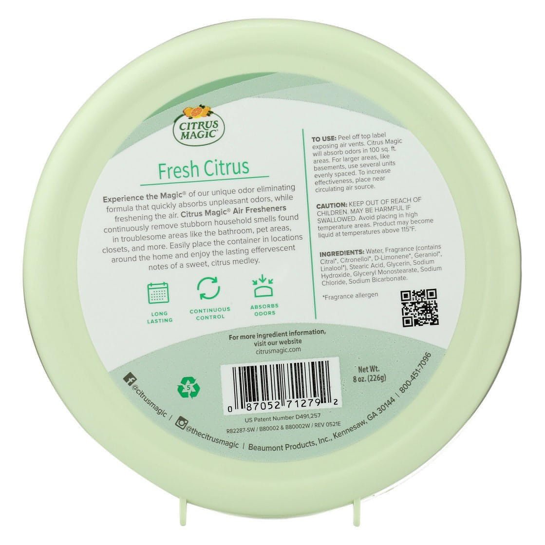 Citrus Magic-Air Freshener - Citrus Magic Solid Air Freshener Fresh Citrus (226g) - Brandat Outlet