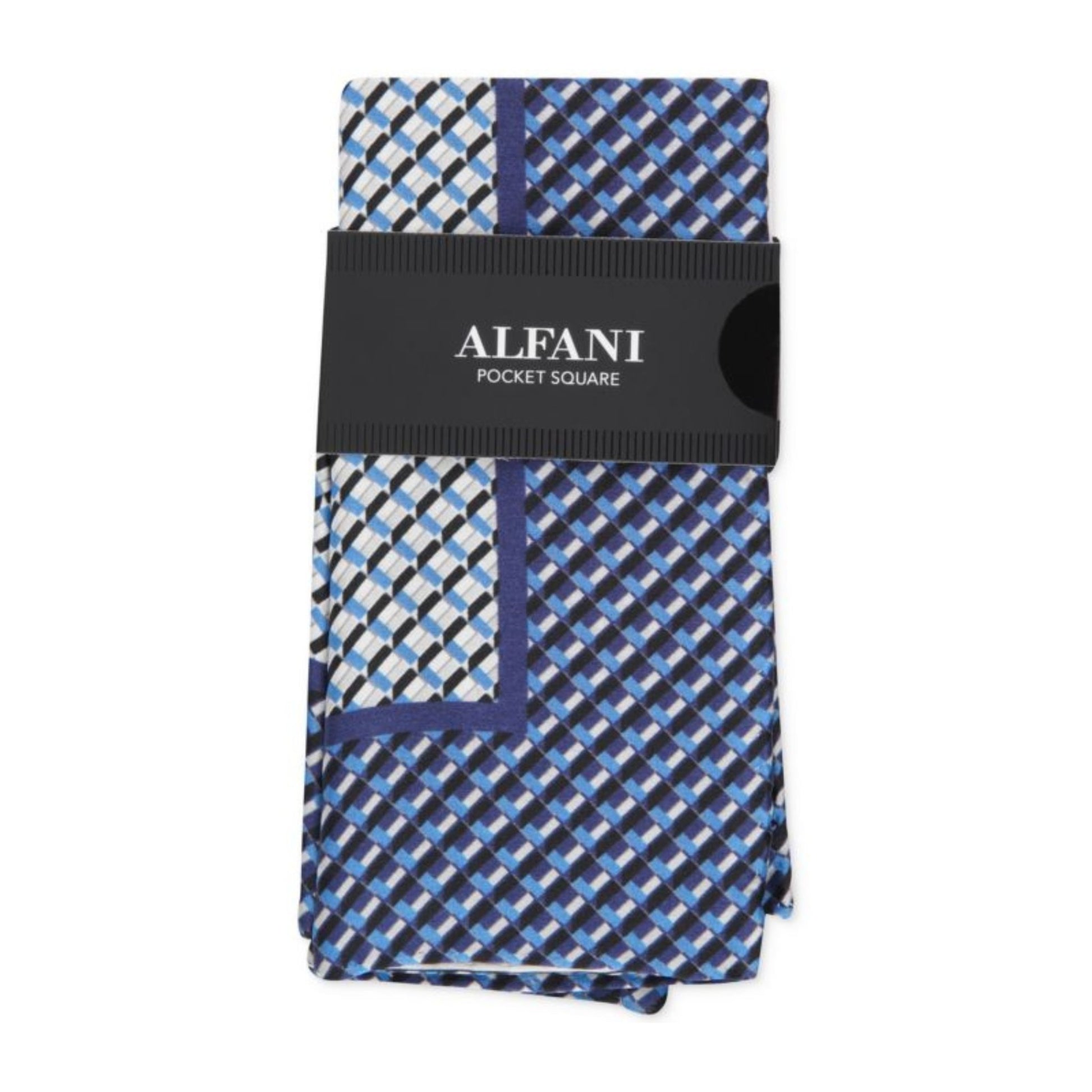 Alfani-Alfani Mens Payne Grid Pocket Square, Blue, Size: OS - Brandat Outlet