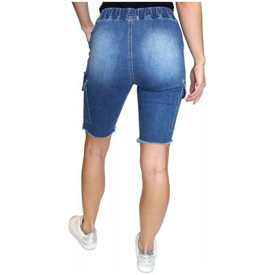 Almost Famous-Almost Famous Juniors Cargo Bermuda Shorts, Blue, Size: S - Brandat Outlet