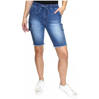 Almost Famous-Almost Famous Juniors Cargo Bermuda Shorts, Blue, Size: S - Brandat Outlet