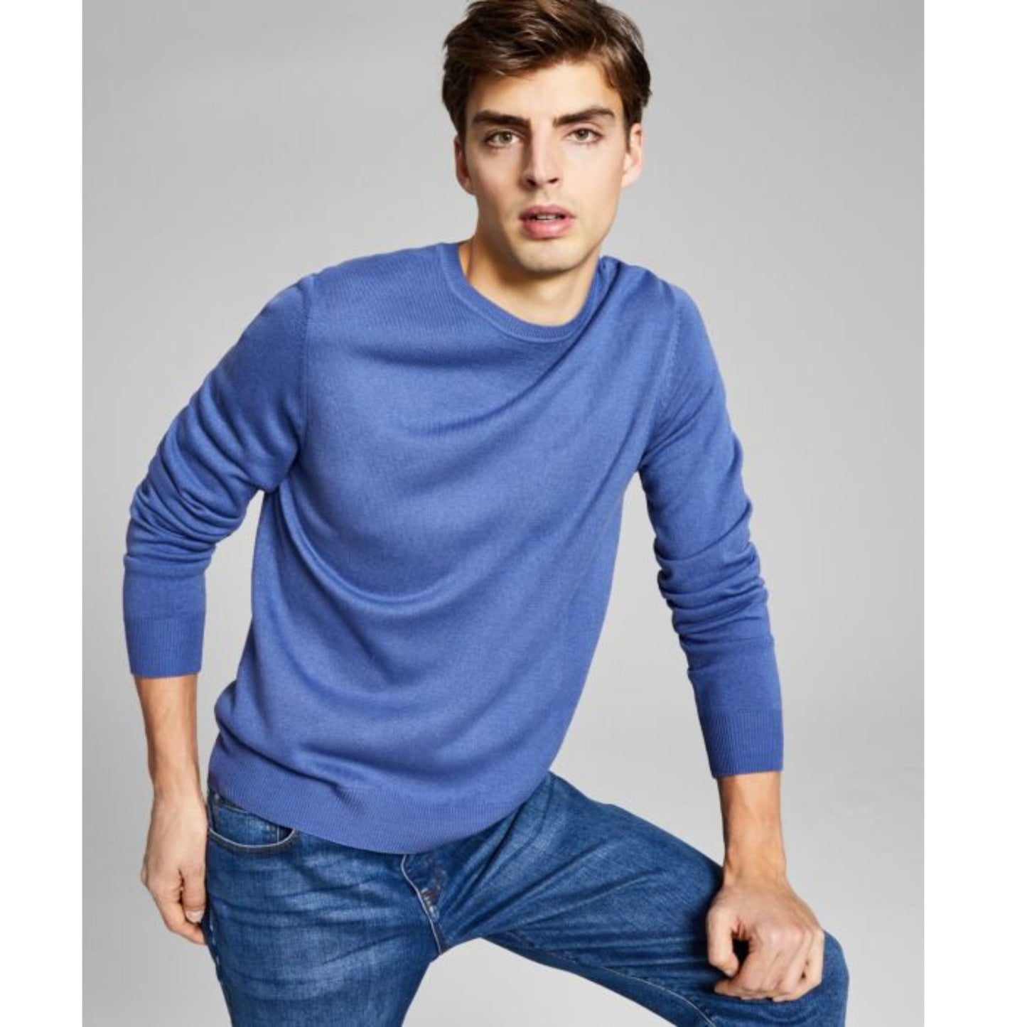 And Now This-And Now This Mens Solid Sweater , Blue, - Brandat Outlet