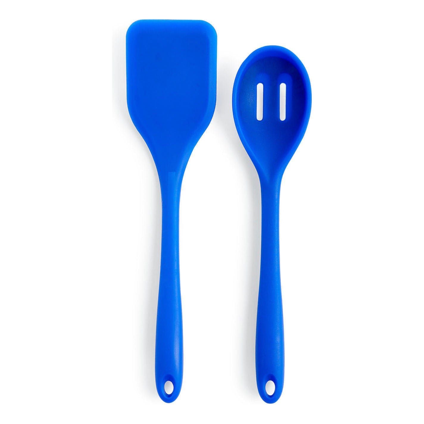 Art & Cook-Art & Cook Silicone Solid Turner & Slotted Spoon, Set of 2 (Blue) - Brandat Outlet