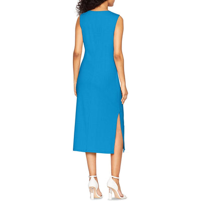 BCBGeneration-BCBGeneration Ribbed Knit Midi Dress, Blue, Size: M - Brandat Outlet