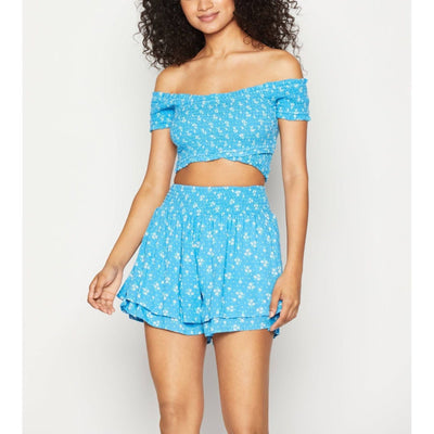 BCBGeneration-BCBGeneration Women's Smocked Waist Short, Blue, (X-Small) - Brandat Outlet