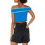 BCBGMAXAZRIA-BCBGMAXAZRIA Off-The-Shoulder Cropped Sweater, Blue, Size: XL - Brandat Outlet