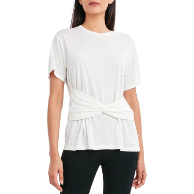 BCBGMAXAZRIA-BCBGMAXAZRIA Twisted T-Shirt, White, Size: XL - Brandat Outlet