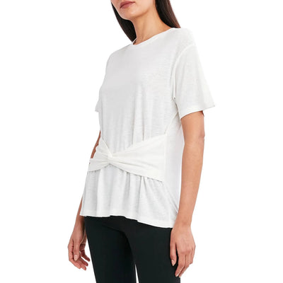 BCBGMAXAZRIA-BCBGMAXAZRIA Twisted T-Shirt, White, Size: XL - Brandat Outlet