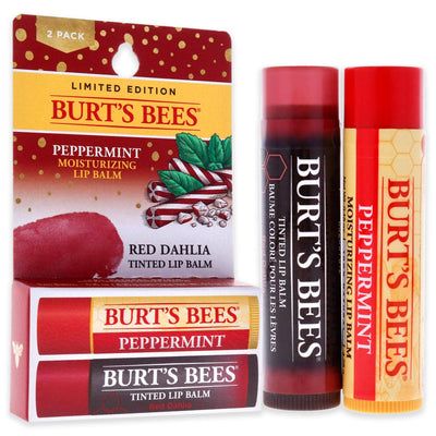 Burts Bees-Burts Bees Lip Balm Kit by Burts Bees for Unisex - 2 x 0.15oz Lip Balm Peppermint, Red Dahlia Tinted White - Brandat Outlet