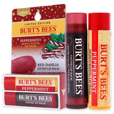 Burts Bees-Burts Bees Lip Balm Kit by Burts Bees for Unisex - 2 x 0.15oz Lip Balm Peppermint, Red Dahlia Tinted White - Brandat Outlet