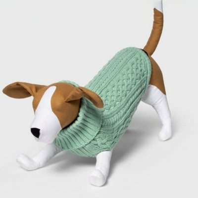 Boots & Barkley-Cable Knit Turtleneck Dog Sweater - L - Dusty Robin - Boots & Barkley - Brandat Outlet
