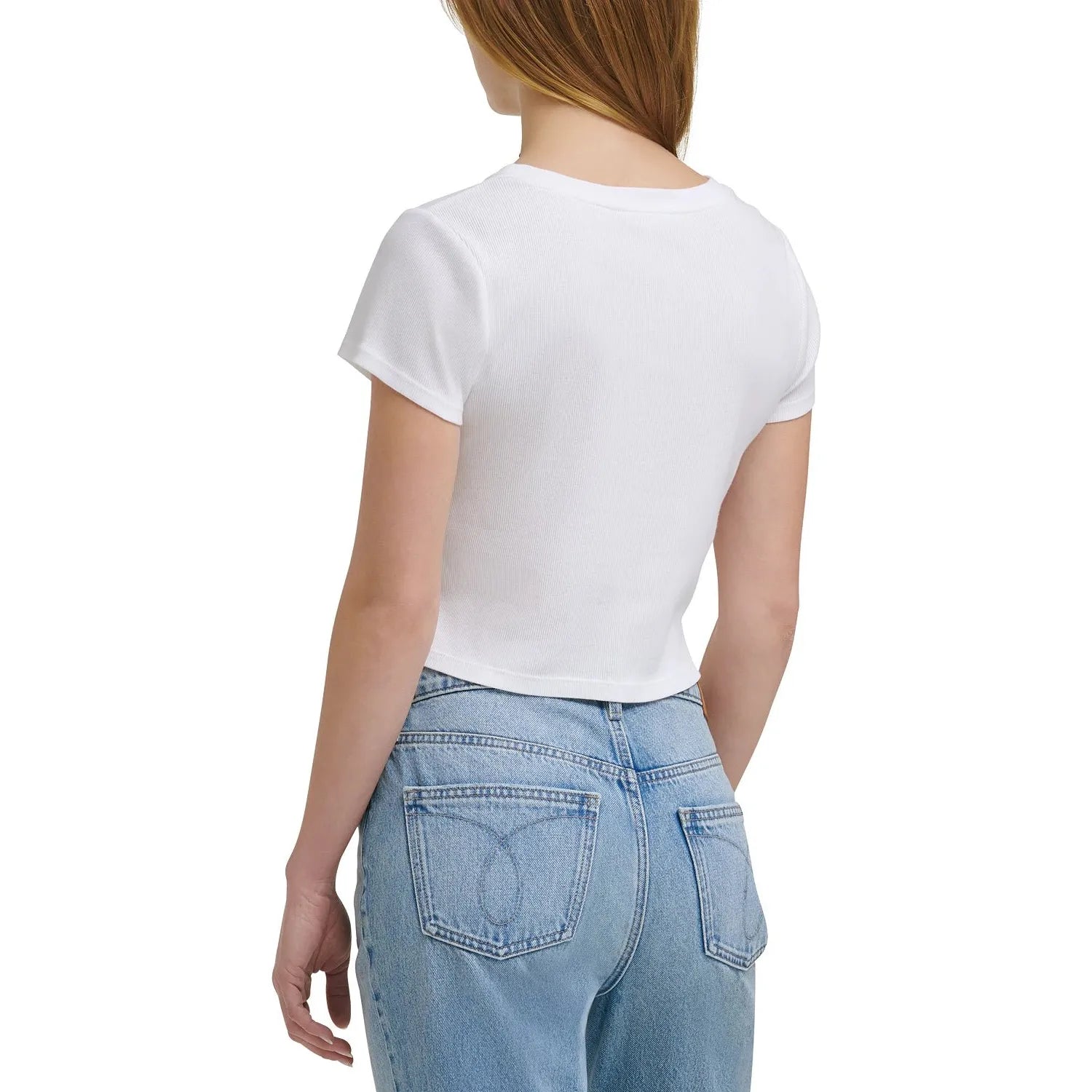 Calvin Klein-Calvin Klein Jeans Cotton Crop Top, White, Size: S - Brandat Outlet