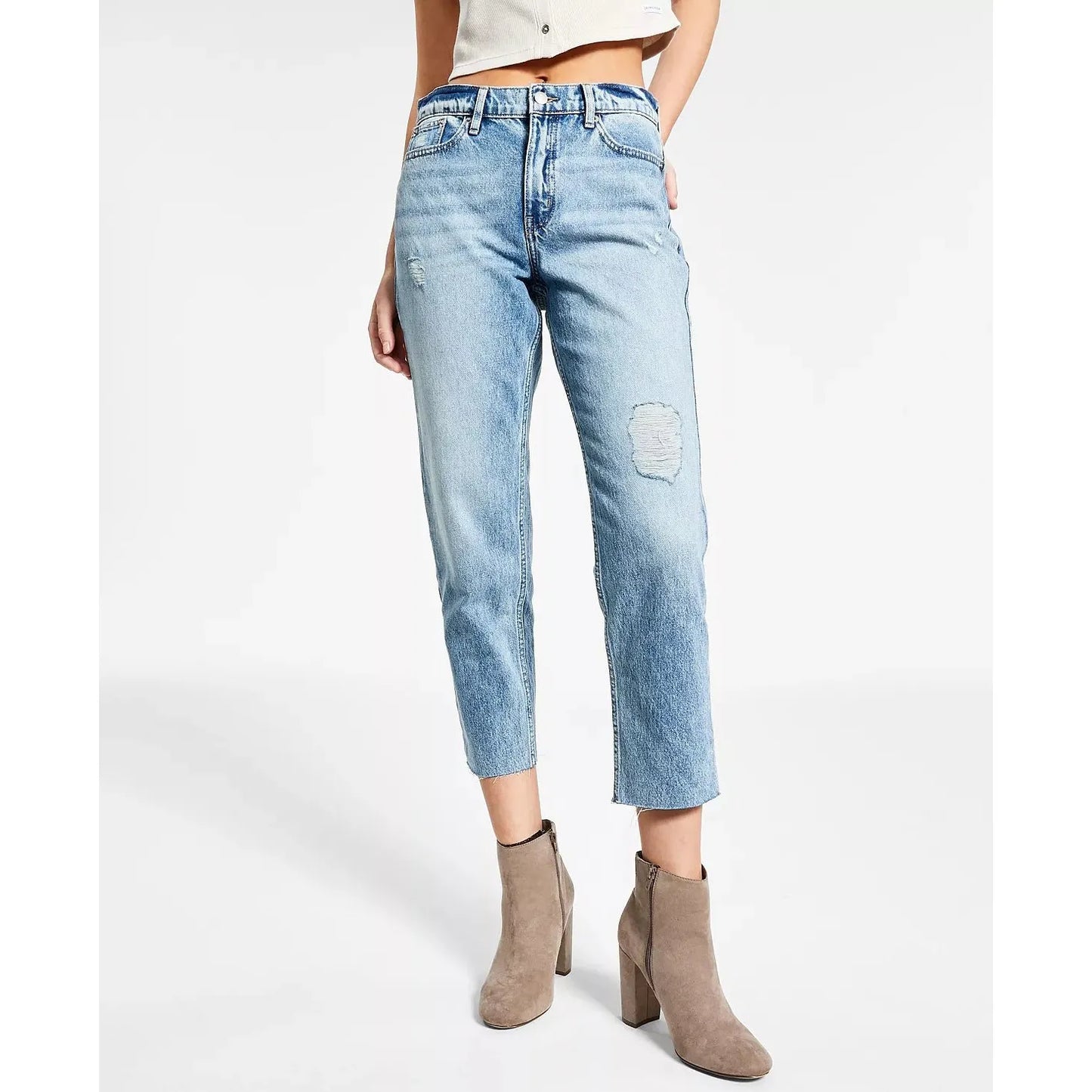 Calvin Klein Jeans Cotton Straight Leg Ankle Jeans Blue Size 24