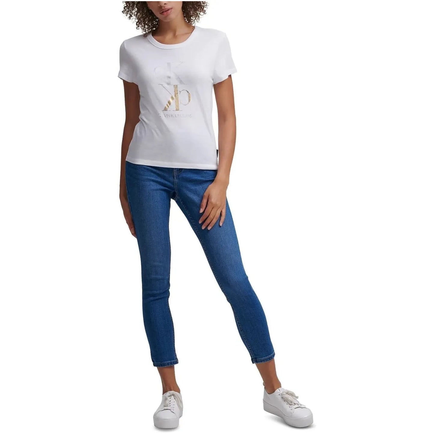 Calvin Klein-Calvin Klein Jeans Foil Logo Crewneck T-Shirt - White (Size Large) - Brandat Outlet