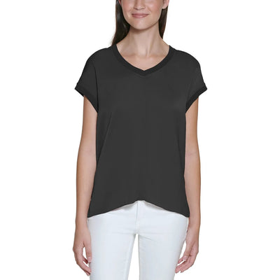 Calvin Klein-Calvin Klein Jeans Mixed-Media Top, Black, Size: XL - Brandat Outlet