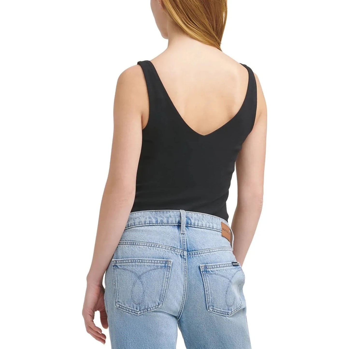 Calvin Klein-Calvin Klein Jeans V-Neck Tank Bodysuit, Black, Size: M - Brandat Outlet