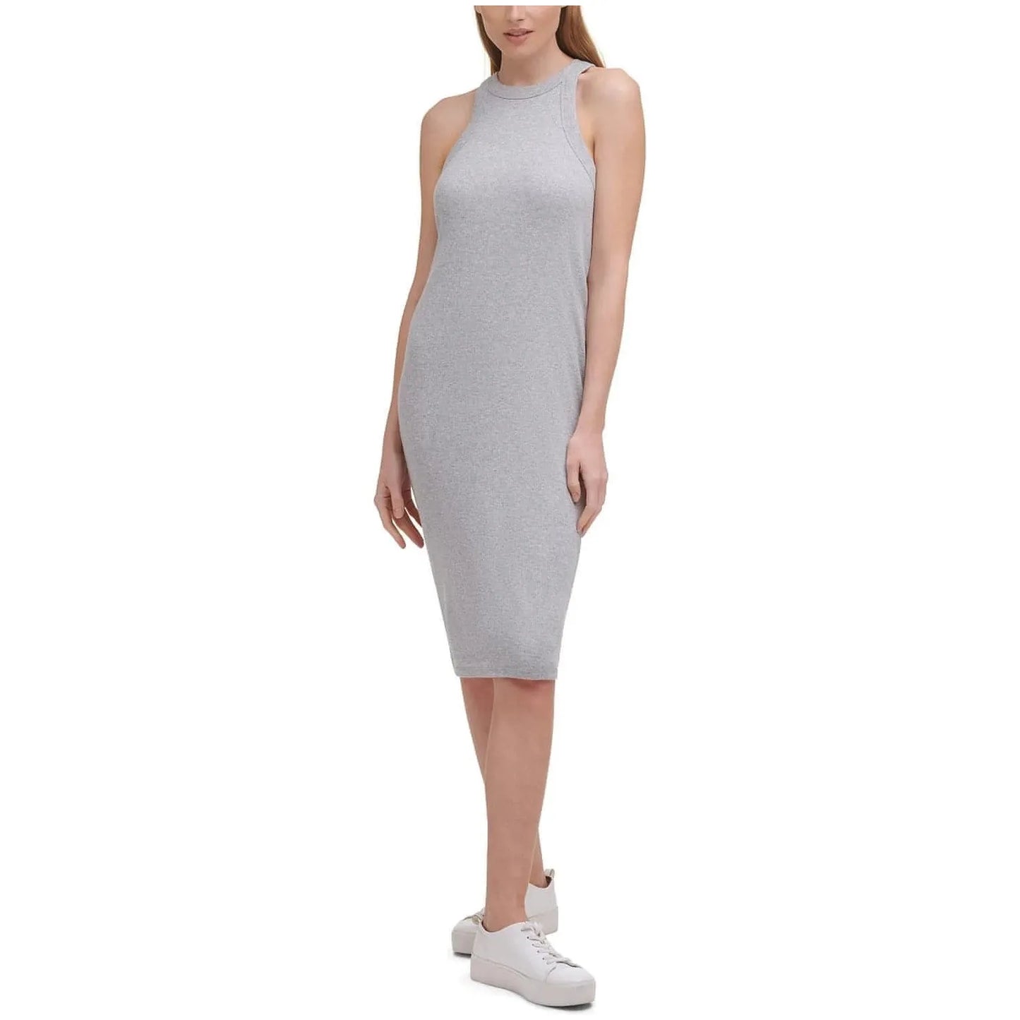 Calvin Klein-Calvin Klein Racerback Ribbed Tank Cotton Dress (Large) - Brandat Outlet