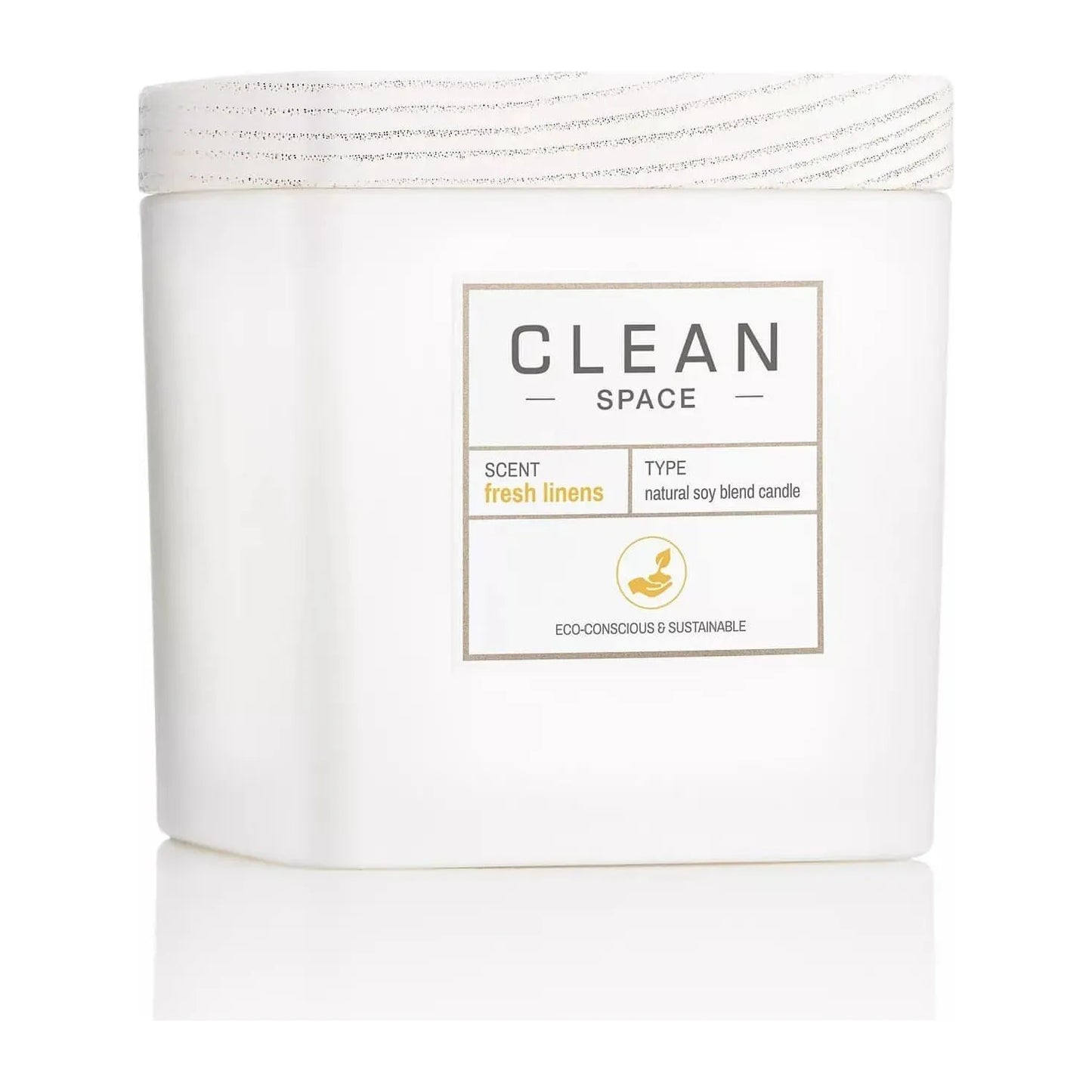 CLEAN Fragrance-Candle -CLEAN SPACE Candle | Fresh Linens | Natural Soy Blend Scented Candle | Premium Non-Toxic Candle Made with Sustainable Ingredients | Up to 40 Hour Burn Time | 8 oz - Brandat Outlet