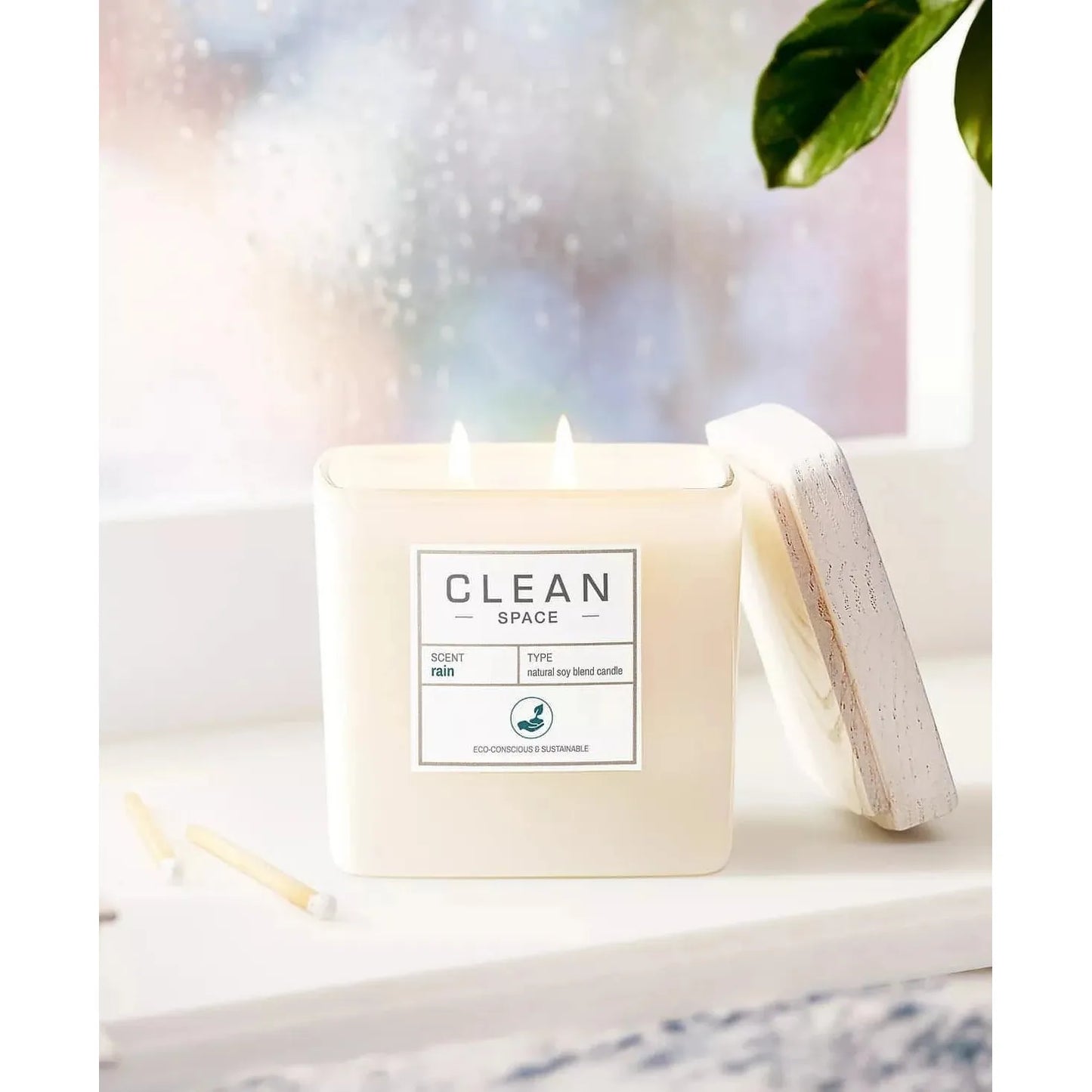 CLEAN Fragrance-Candle -CLEAN SPACE Candle | Rain | Natural Soy Blend Scented Candle | Premium Non-Toxic Candle Made with Sustainable Ingredients | Up to 40 Hour Burn Time | 8 oz - Brandat Outlet