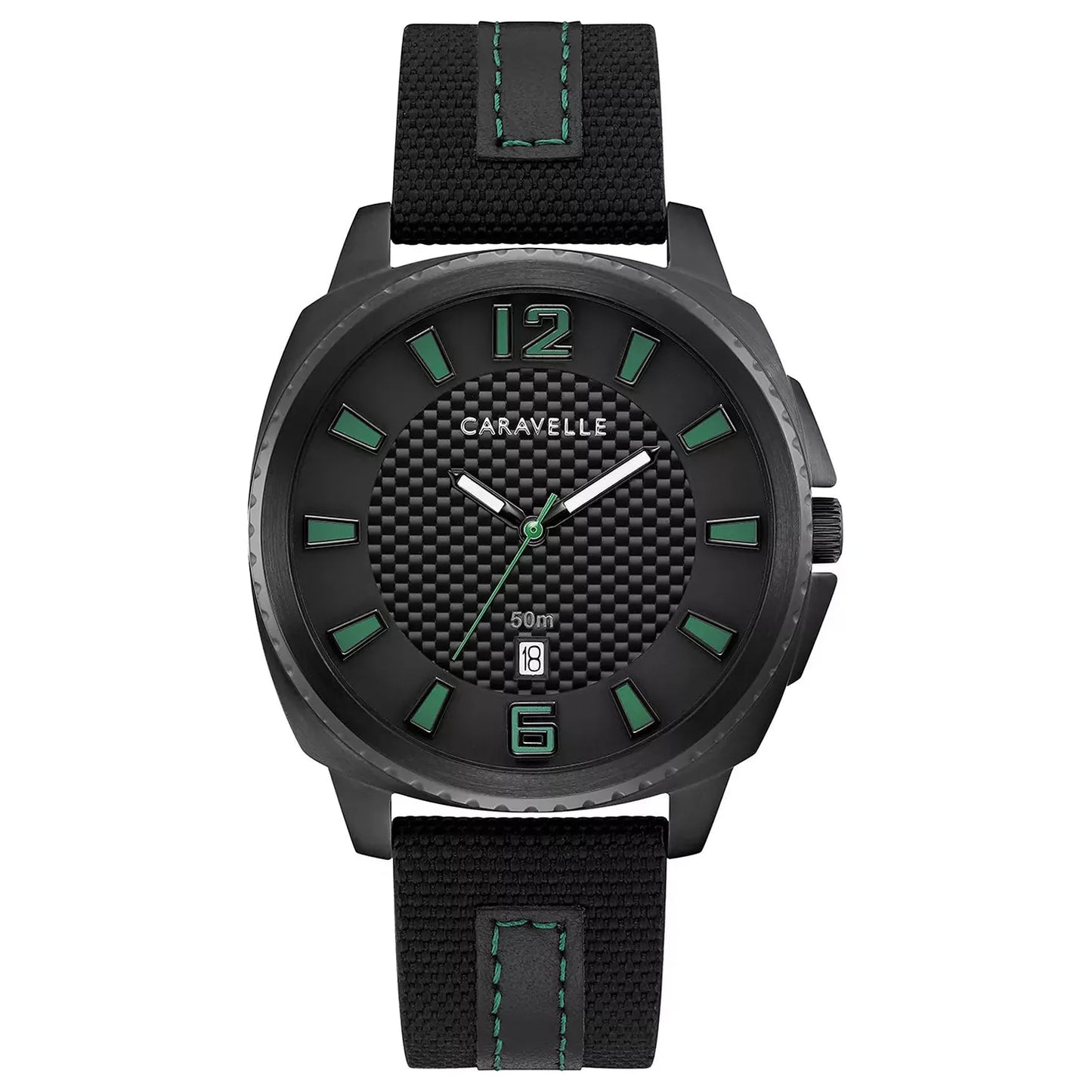 CARAVELLE DESIGNED BY BULOVA-CARAVELLE DESIGNED BY BULOVA Men's Black Nylon & Leather Strap Watch 41mm - Brandat Outlet