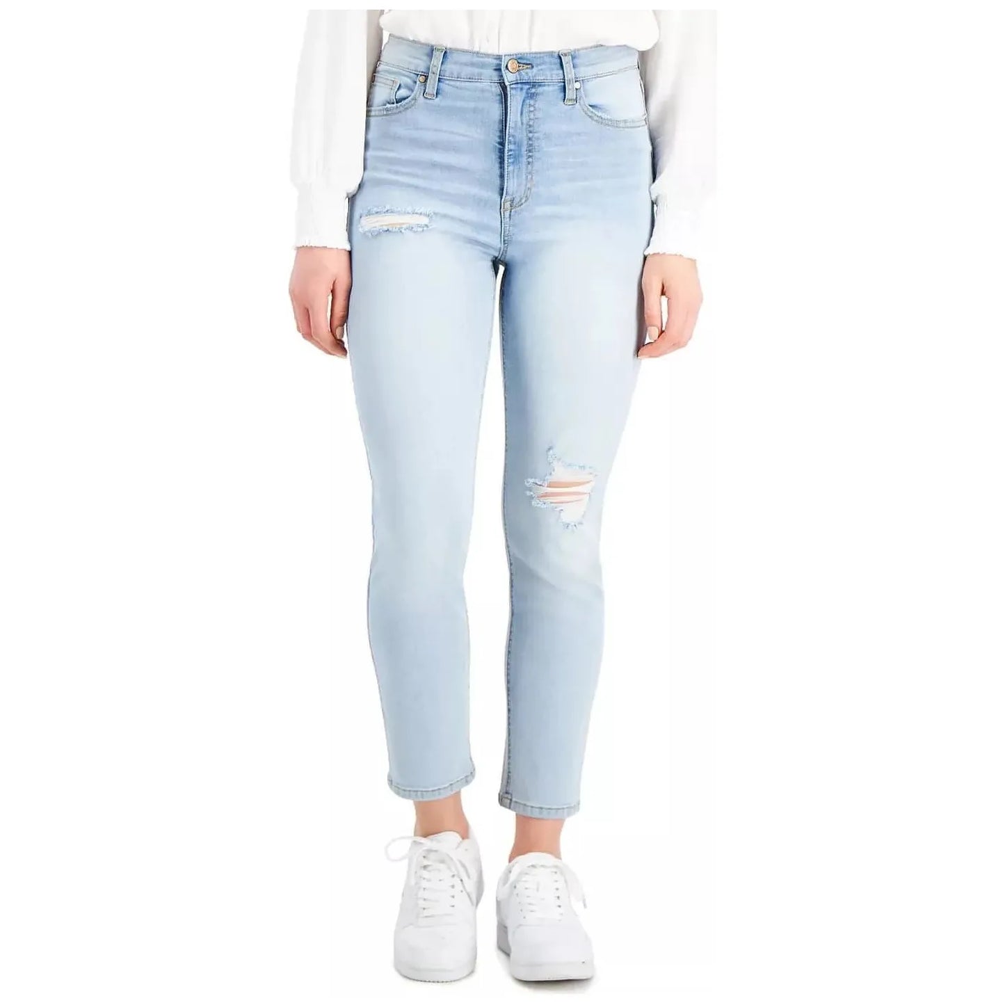 Celebrity Pink-Celebrity Pink Juniors High-Rise Distressed Slim-Straight Jeans for Women , Blue, Size: 3 - Brandat Outlet