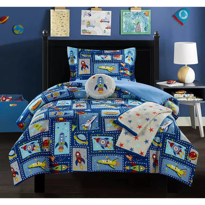 Chic Home-Chic Home Spaceship Full Comforter Set 5 Pieces, Blue, (Size: Full 218cm X 193cm) - Brandat Outlet