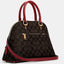 Coach Katy Satchel In Signature Canvas (Red/Brown) (2558)