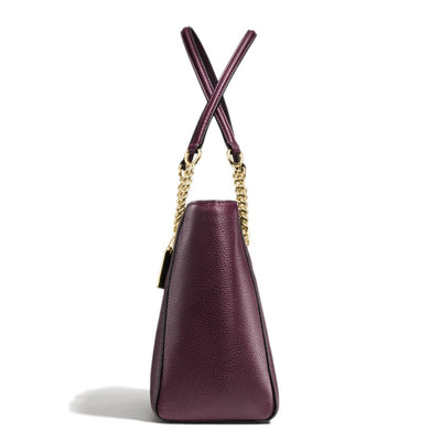 COACH Leather Tote (OxBlood) - Pebbled Turnlock Chain 57107