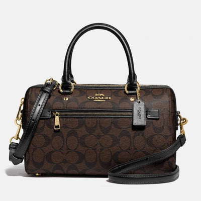 Coach Rowan Satchel In Signature Canvas (Brown/Black)