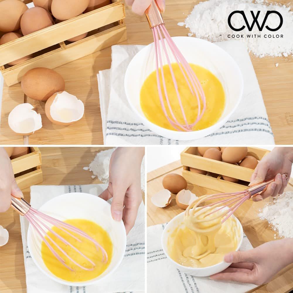 Cook Works 9" and 12" Silicone Non-Scratch Whisks Wood Handles, Heat resistant - Brandat Outlet