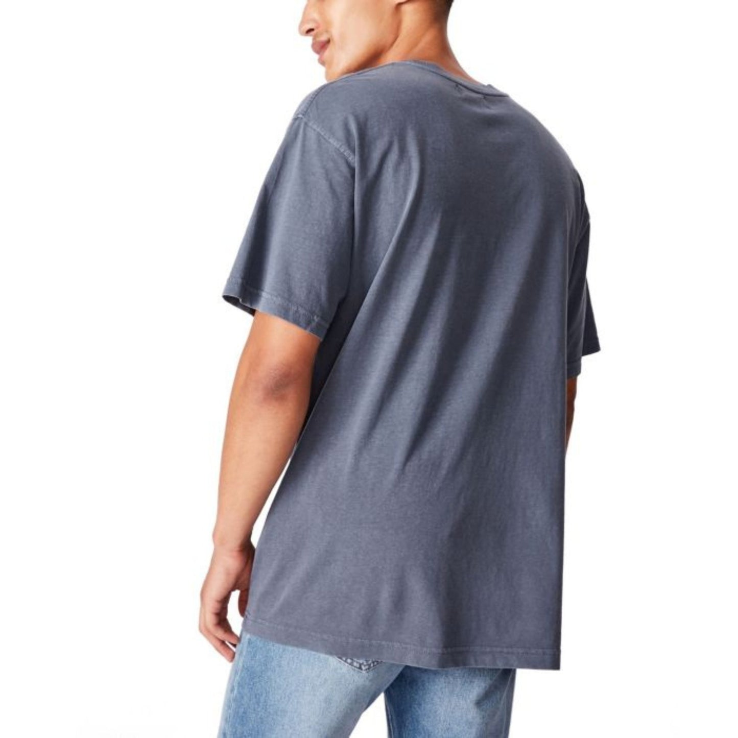 COTTON ON Mens Washed Pocket T-shirt, Blue, Size: Large