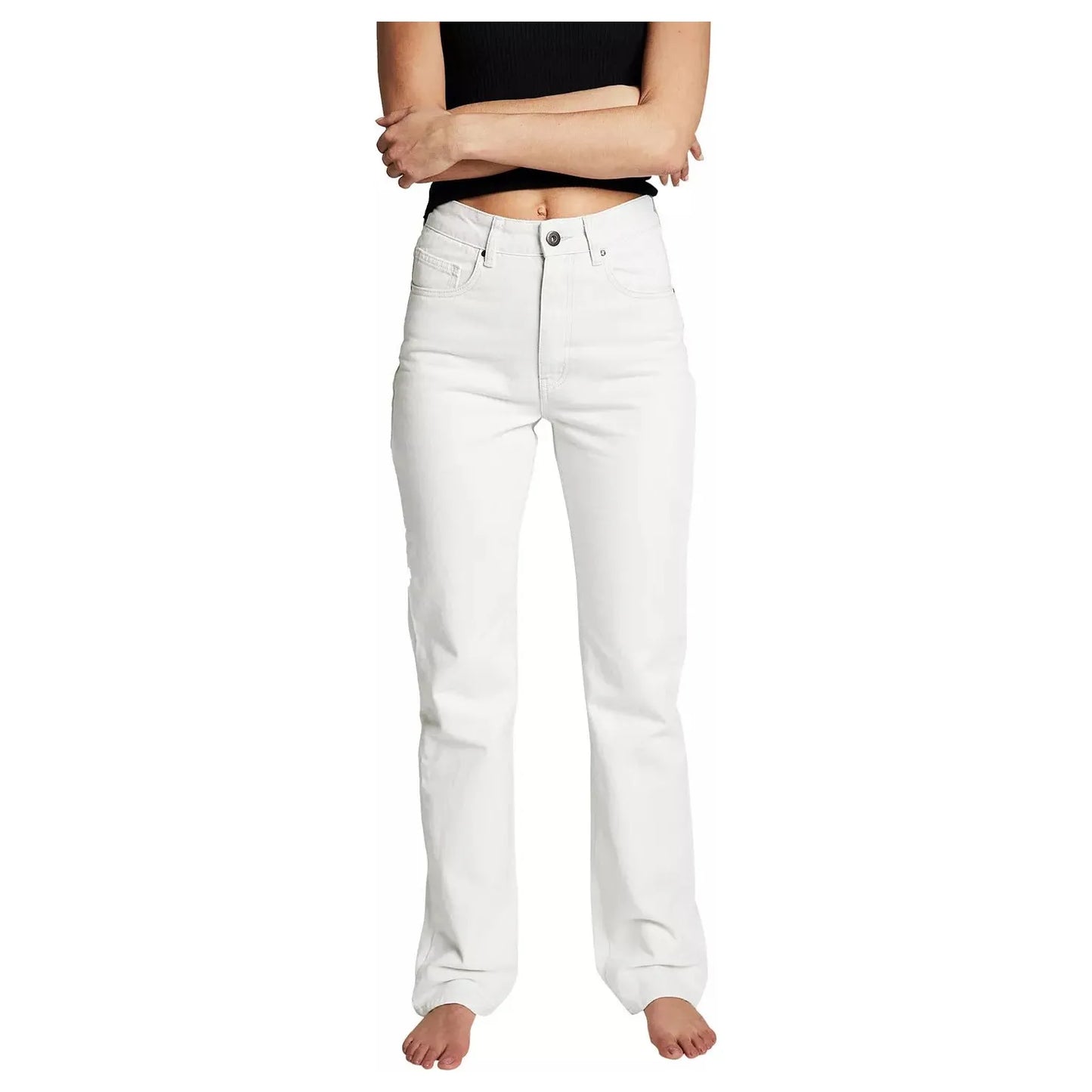 Cotton On Womens Long Straight Leg Denim Jeans, White, Size: 10