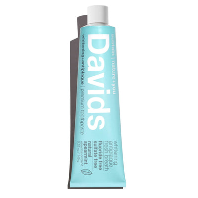Davids Natural Whitening Toothpaste, Spearmint, Antiplaque, Fluoride Free, SLS Free, Metal Tube, Tube Roller Included, 5.25 OZ Value Size (Compare)