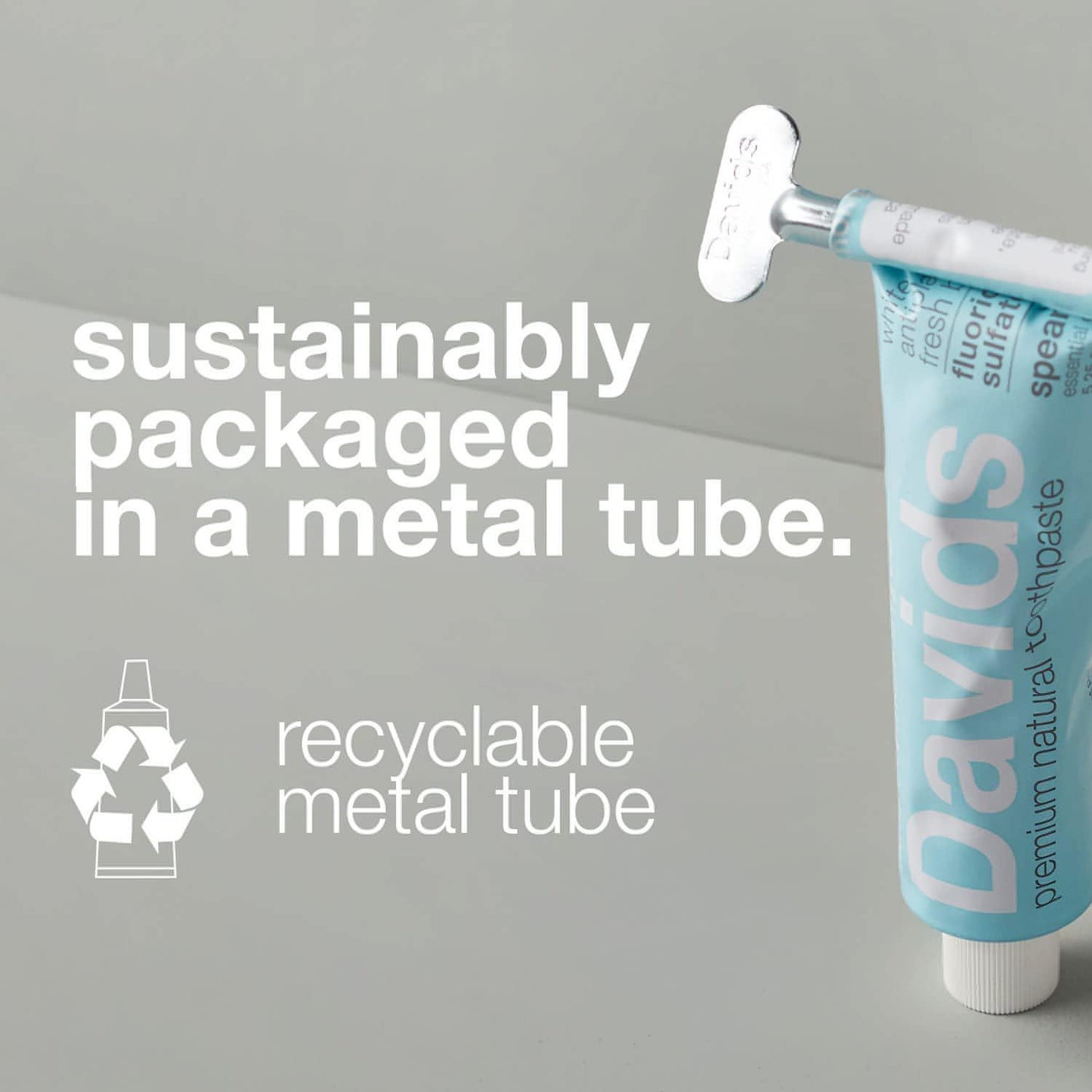 Davids Natural Whitening Toothpaste, Spearmint, Antiplaque, Fluoride Free, SLS Free, Metal Tube, Tube Roller Included, 5.25 OZ Value Size (Compare)