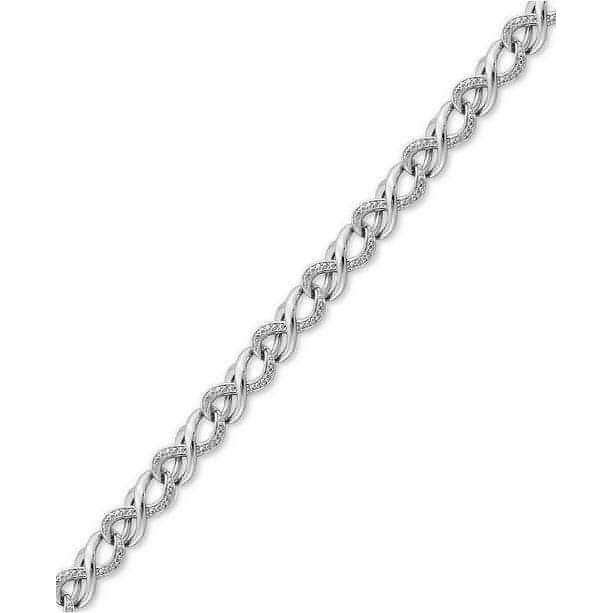 Diamond Accent Textured Infinity Link Bracelet in Fine Silver-Plate & Rhodium-Plate - Brandat Outlet, Women's Handbags Outlet ,Handbags Online Outlet | Brands Outlet | Brandat Outlet | Designer Handbags Online |
