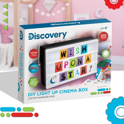 Discovery Kids DIY Light Up Cinema Box, Customizable Backlit Message Board with 90 Letters & Emojis and 5 Blank Sheets for Custom Fonts & Images