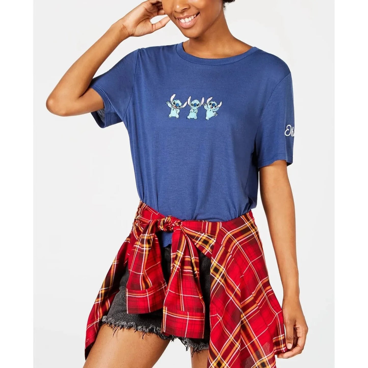 Disney Juniors' Stitch T-Shirt - Blue - (Size X-Small) - Brandat Outlet